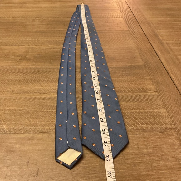 Vintage Christian Dior Logo Tie Blue & Floral Diamond Pattern - Picture 6 of 7